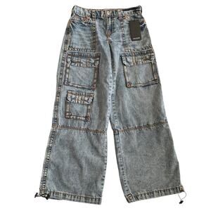 True Religion Women's Size 25 Jessie Super Baggy Cargo Big T Denim Jeans New